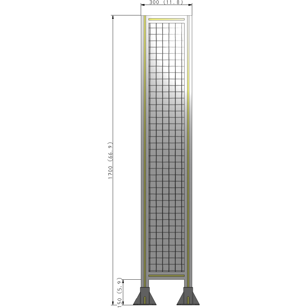 A3-1700-0300-0150-ZYMFA SINGLE PANEL-LEG ON  BOTH SIDES  1700MM X 300MM  1" MESH, FULLY ASSEMBLED