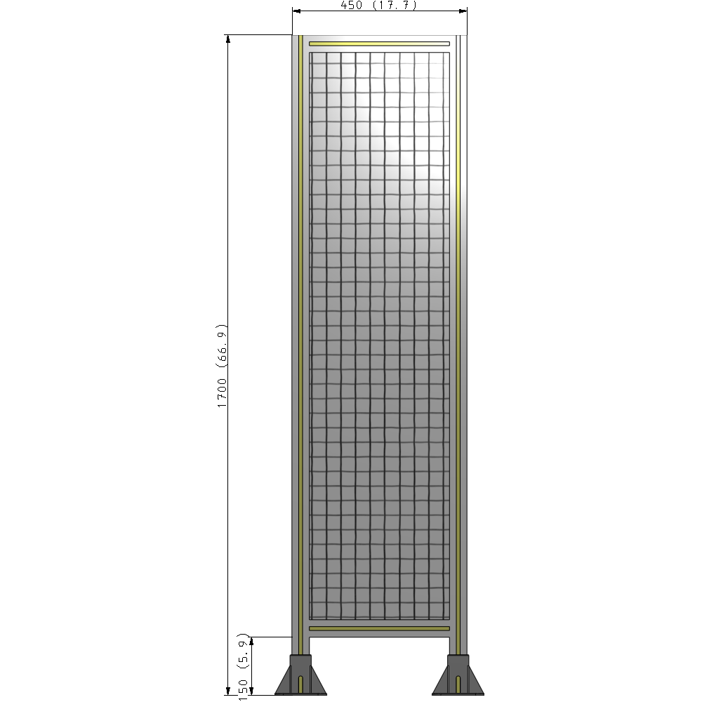 A3-1700-0450-0150-ZYMFK SINGLE PANEL-LEG ON  BOTH SIDES  1700MM X 450MM  1" MESH, AS A KIT