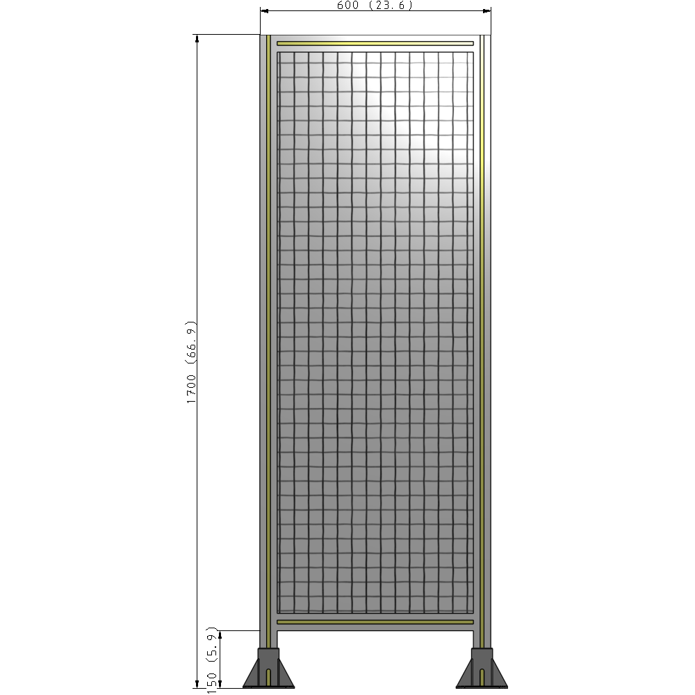 A3-1700-0600-0150-ZYMFA SINGLE PANEL-LEG ON  BOTH SIDES  1700MM X 600MM  1" MESH, FULLY ASSEMBLED
