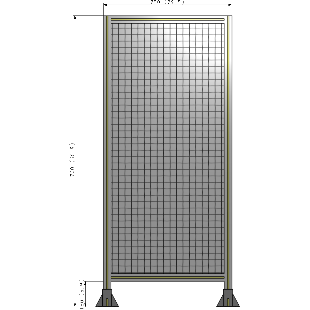 A3-1700-0750-0150-ZYMFK SINGLE PANEL-LEG ON  BOTH SIDES  1700MM X 750MM  1" MESH, AS A KIT