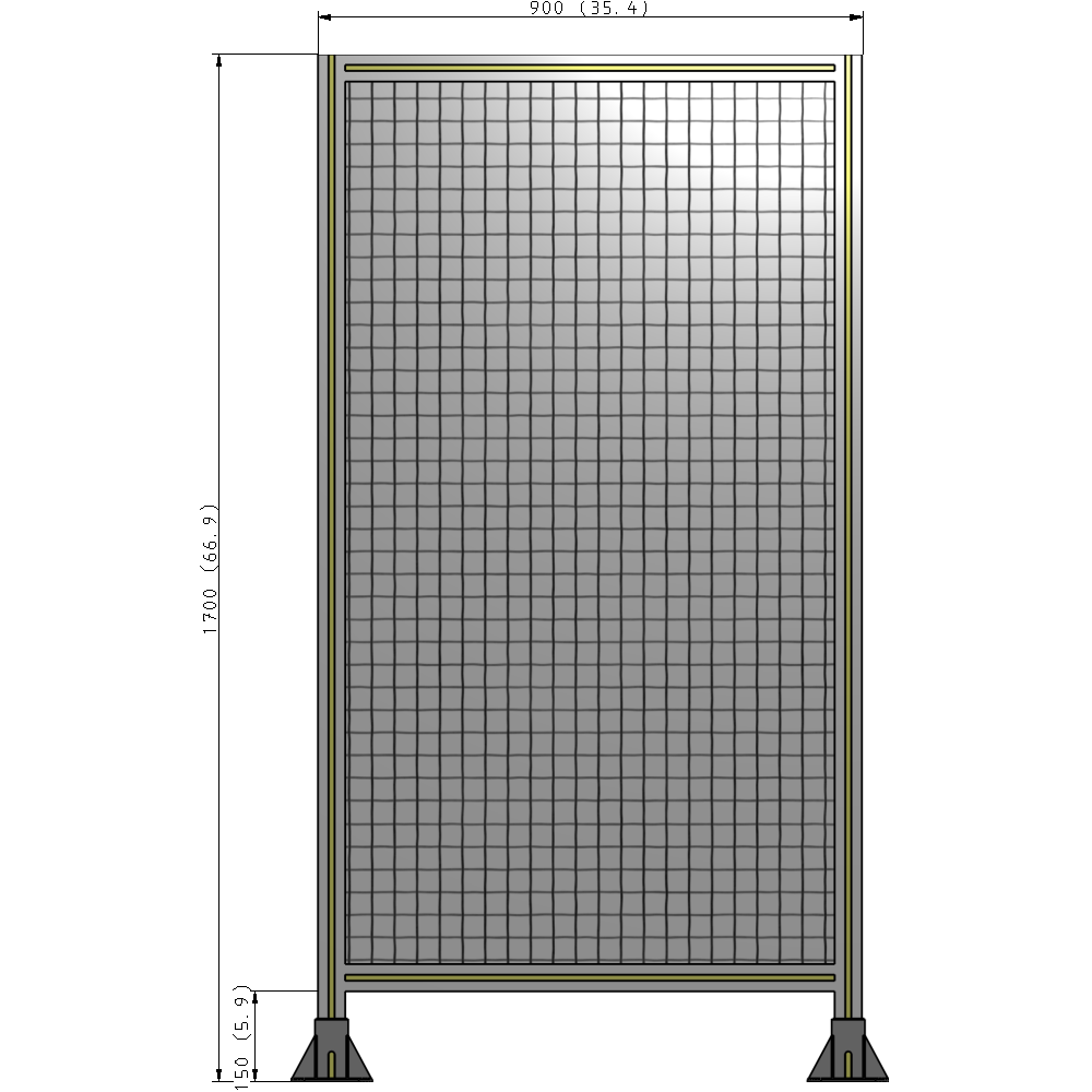 A3-1700-0900-0150-ZYMFA SINGLE PANEL-LEG ON  BOTH SIDES  1700MM X 900MM  1" MESH, FULLY ASSEMBLED