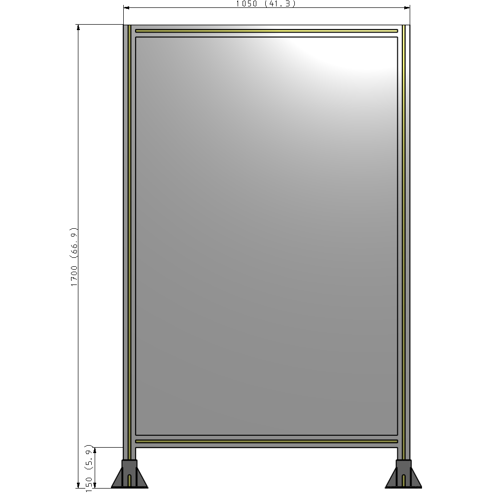 A3-1700-1050-0150-ZYPFK SINGLE PANEL-LEG ON  BOTH SIDES  1700MM X 1050MM  1/4" POLYCARBONATE, AS A KIT