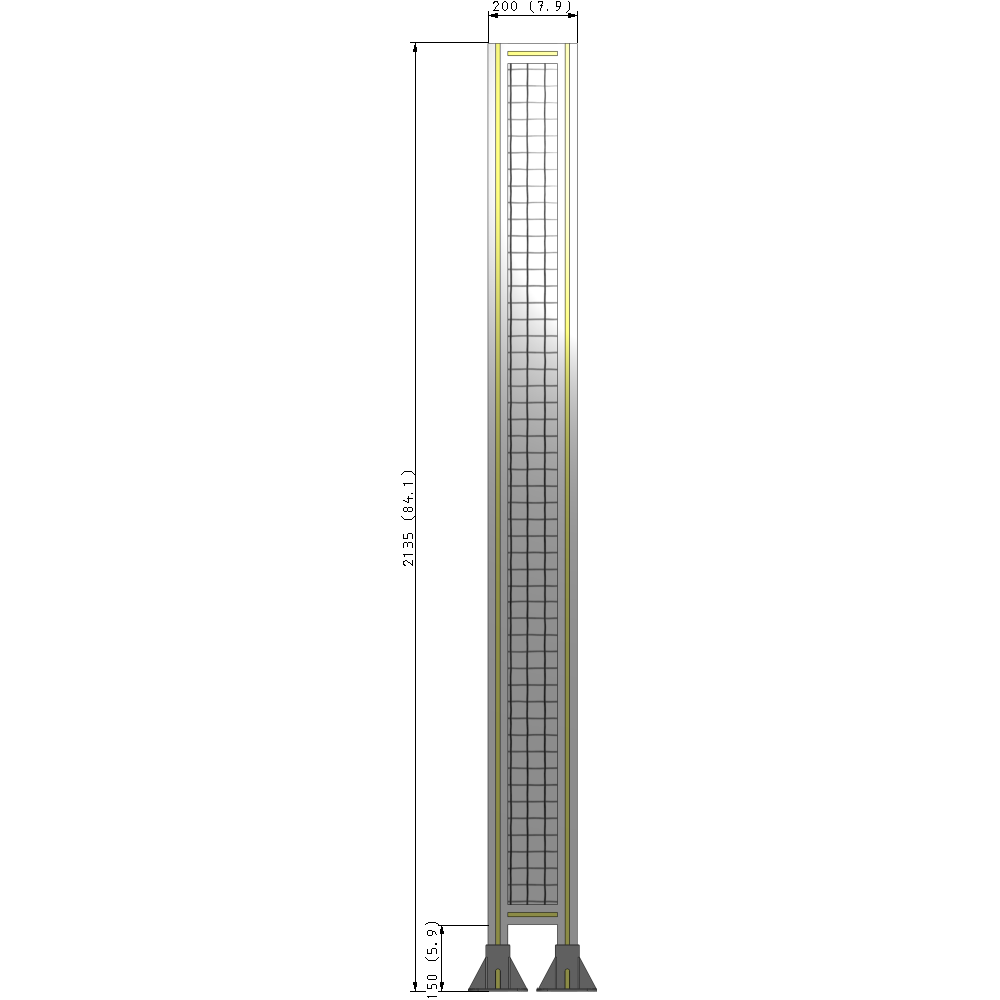 A3-2135-0200-0150-ZYMFK SINGLE PANEL-LEG ON BOTH SIDES 2135MM X 200MM 1" MESH, AS A KIT