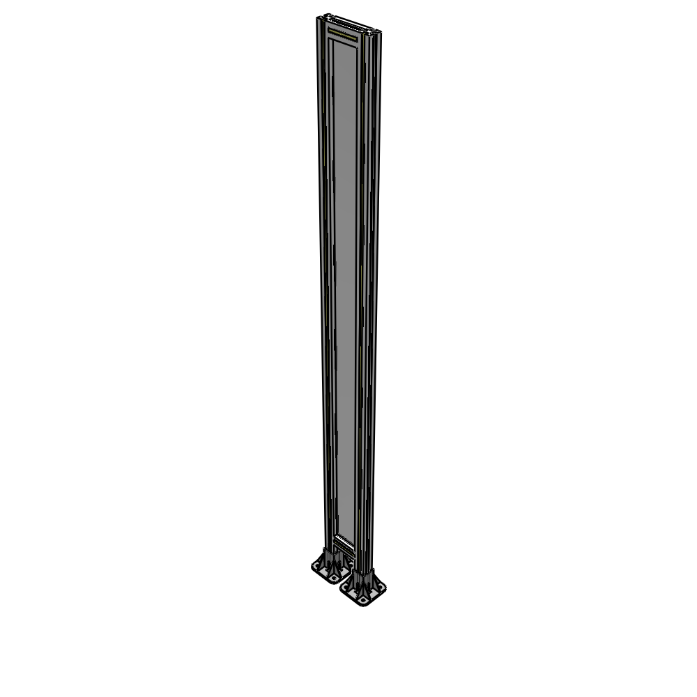 A3-2135-0200-0150-ZYPFA SINGLE PANEL-LEG ON  BOTH SIDES  2135MM X 200MM  1/4" POLYCARBONATE, FULLY ASSEMBLED
