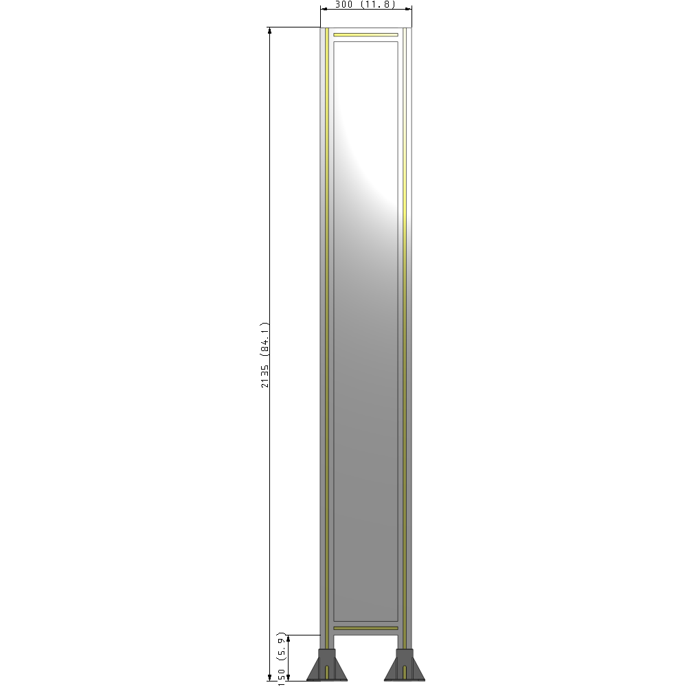 A3-2135-0300-0150-ZYPFK SINGLE PANEL-LEG ON BOTH SIDES 2135MM X 300MM 1/4" POLYCARBONATE, AS A KIT
