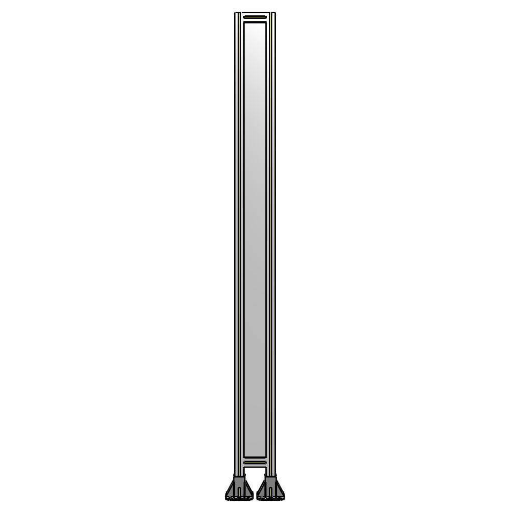 A3-2400-0200-0150-ZYPFA SINGLE PANEL-LEG ON BOTH SIDES 2400MM X 200MM 1/4" POLYCARBONATE, FULLY ASSEMBLED
