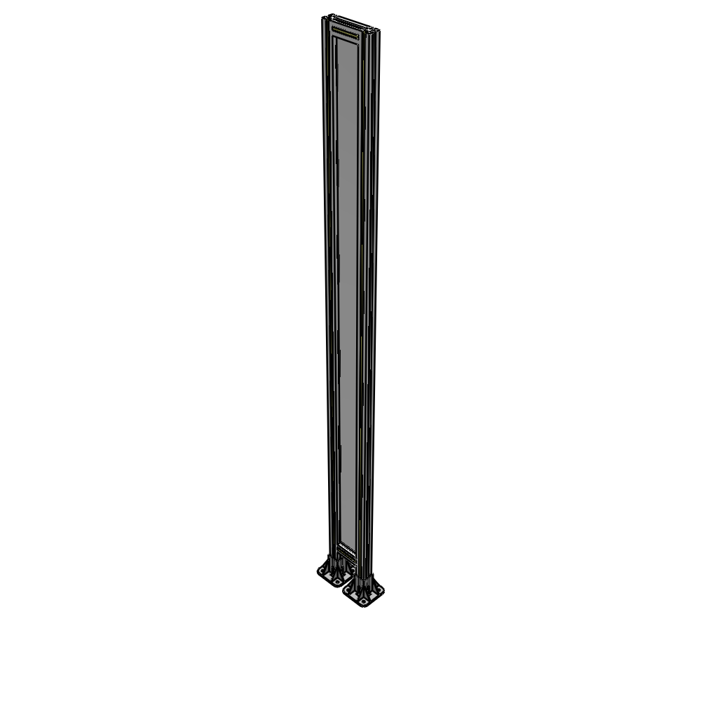 A3-2400-0200-0150-ZYPFA SINGLE PANEL-LEG ON BOTH SIDES 2400MM X 200MM 1/4" POLYCARBONATE, FULLY ASSEMBLED