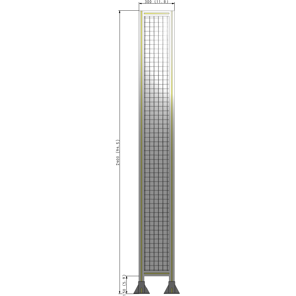 A3-2400-0300-0150-ZYMFK SINGLE PANEL-LEG ON BOTH SIDES 2400MM X 300MM 1" MESH, AS A KIT