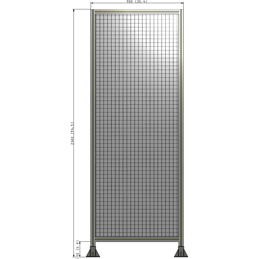 A3-2400-0900-0150-ZYMFK SINGLE PANEL-LEG ON BOTH SIDES 2400MM X 900MM 1" MESH, AS A KIT