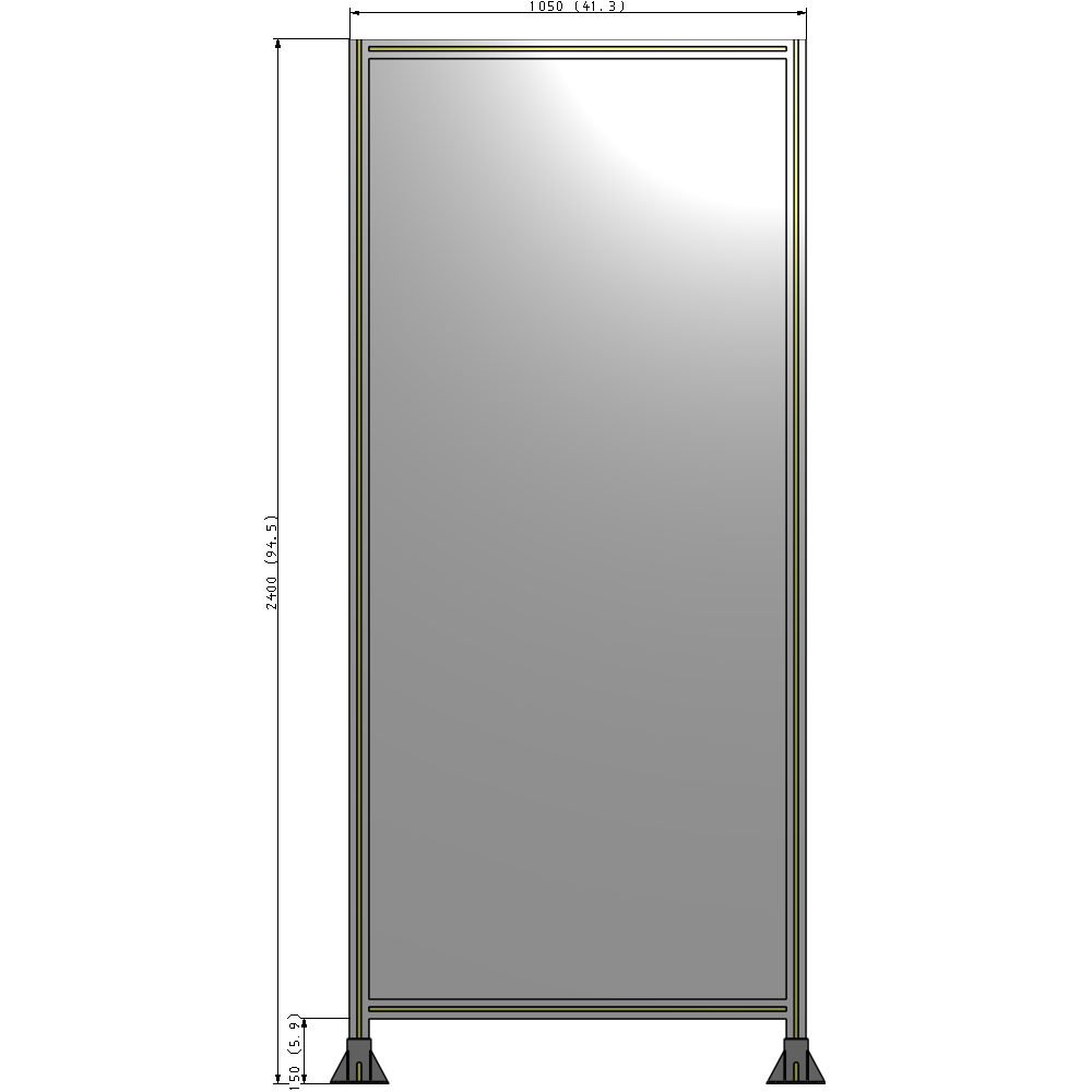 A3-2400-1050-0150-ZYPFA SINGLE PANEL-LEG ON BOTH SIDES 2400MM X 1050MM 1/4" POLYCARBONATE, FULLY ASSEMBLED