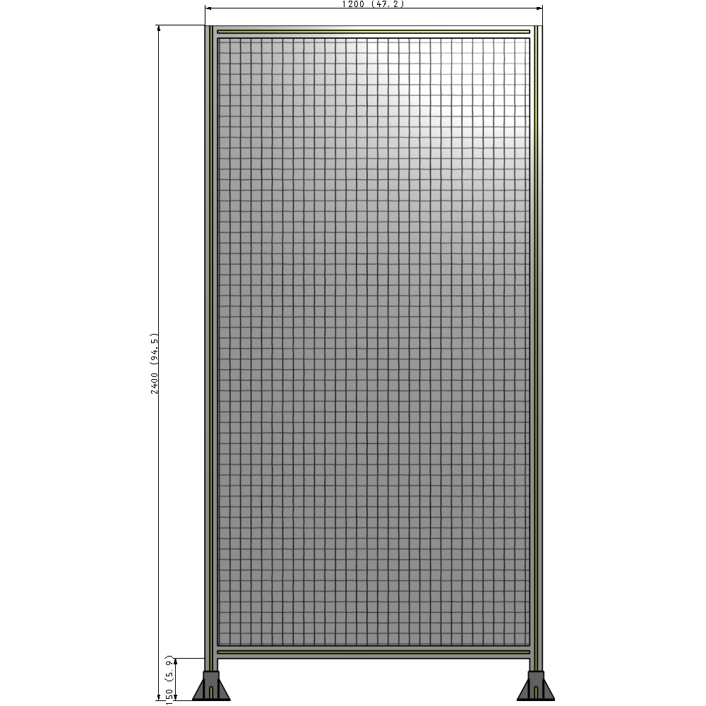 A3-2400-1200-0150-ZYMFK SINGLE PANEL-LEG ON BOTH SIDES 2400MM X 1200MM 1" MESH, AS A KIT