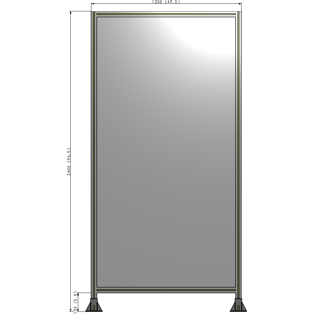 A3-2400-1200-0150-ZYPFK SINGLE PANEL-LEG ON BOTH SIDES 2400MM X 1200MM 1/4" POLYCARBONATE, AS A KIT