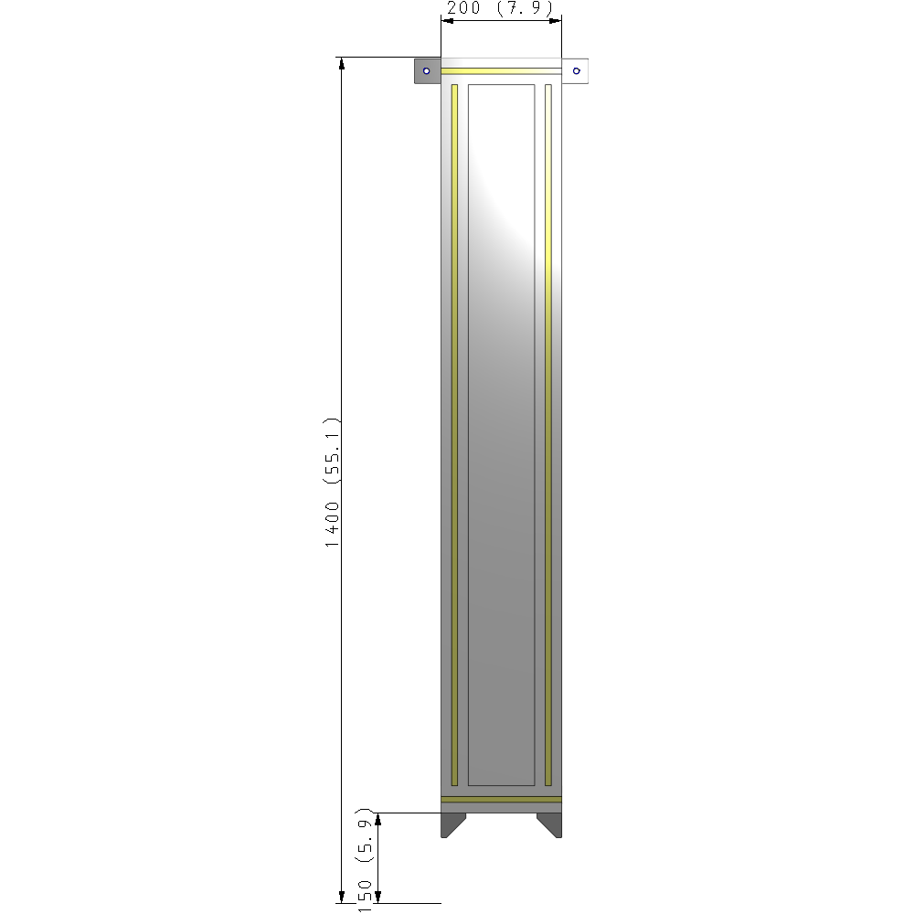 A4-1400-0200-0150-TYPZK SINGLE PANEL-NO LEGS WITH TIE PLATES AND ANGLE 1400MM X 200MM  1/4" POLYCARBONATE, AS A KIT