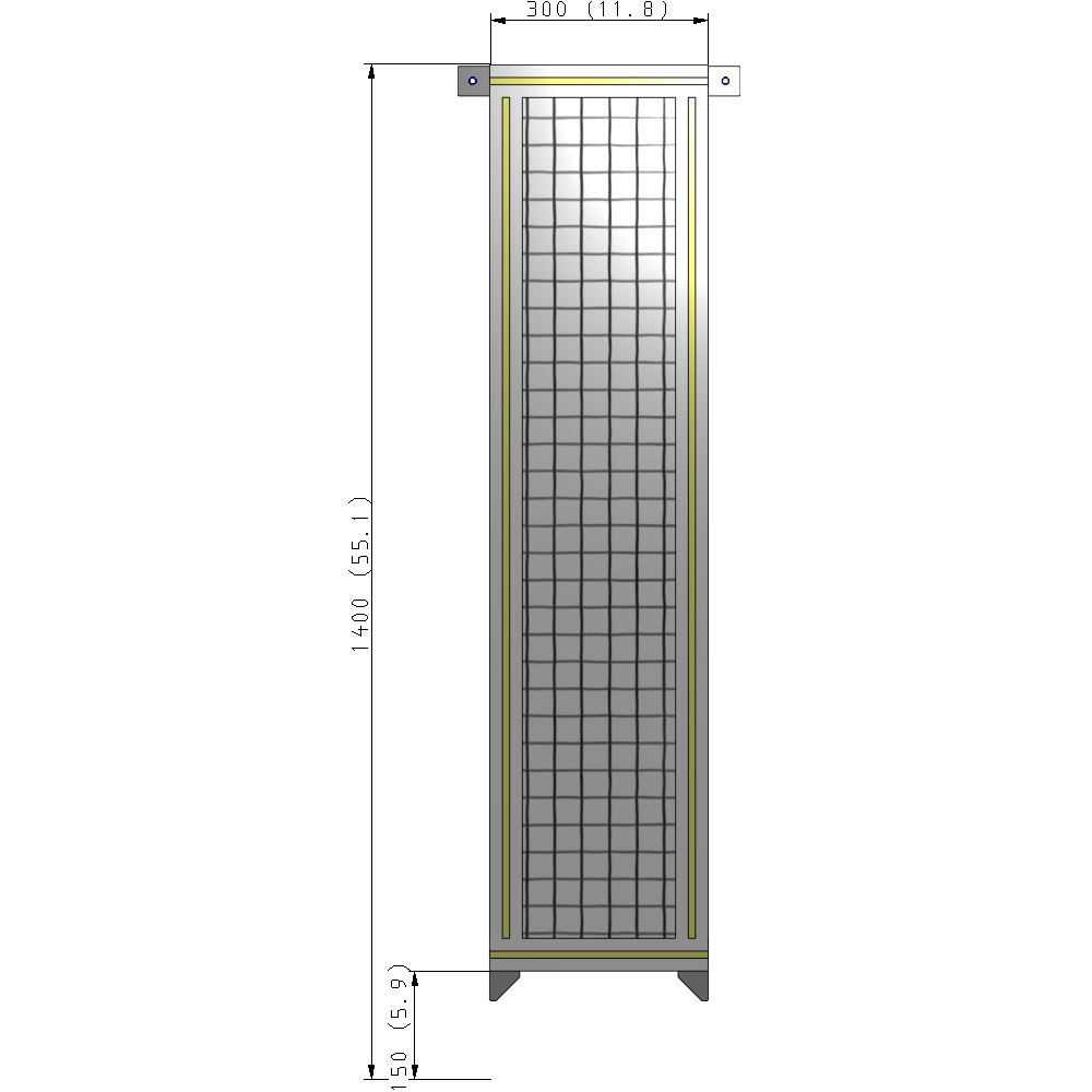 A4-1400-0300-0150-TYMZA SINGLE PANEL-NO LEGS WITH TIE PLATES AND ANGLE 1400MM X 300MM  1" MESH, FULLY ASSEMBLED