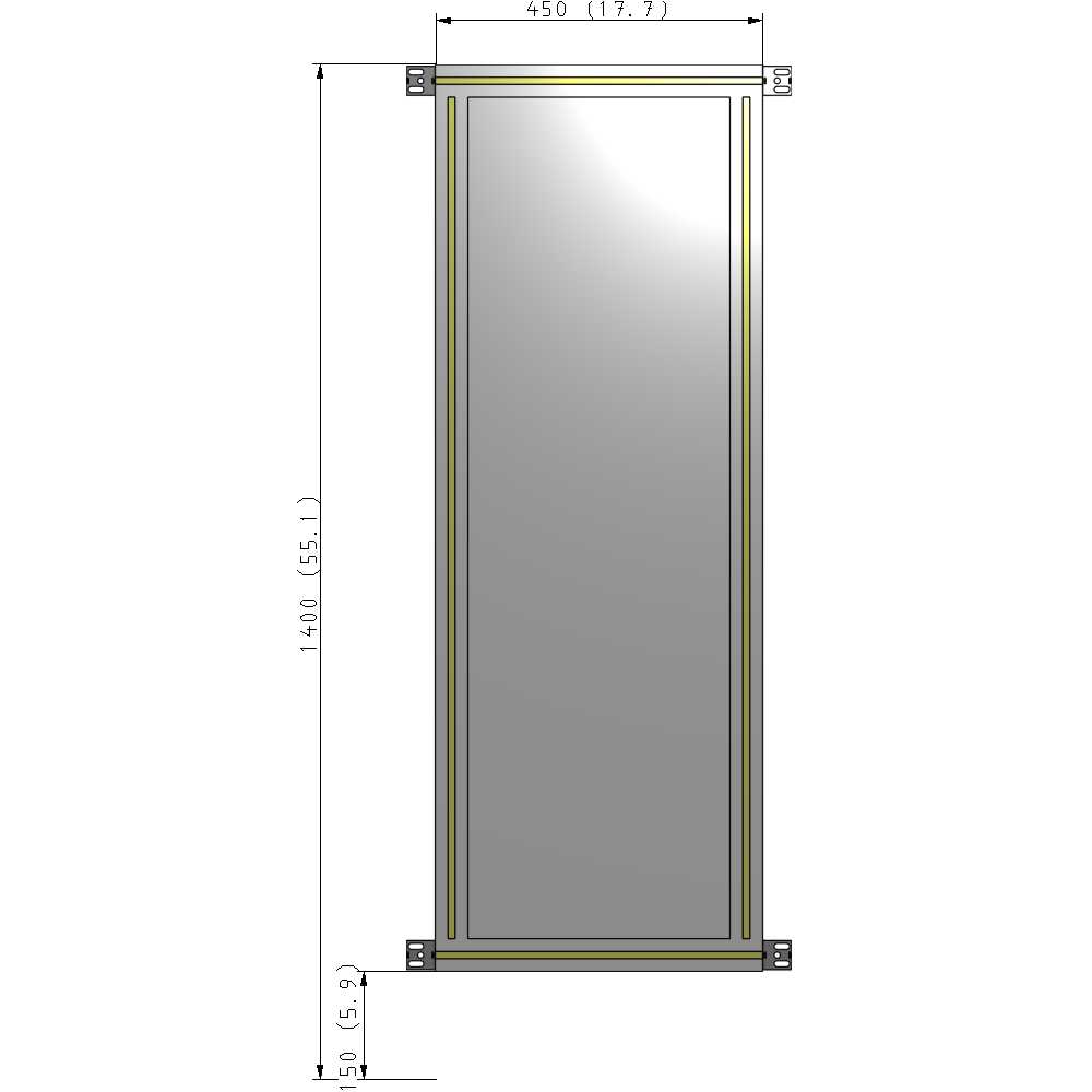 A4-1400-0450-0150-HYPZK SINGLE PANEL-NO LEGS WITH HINGES 1400MM X 450MM  1/4" POLYCARBONATE, AS A KIT
