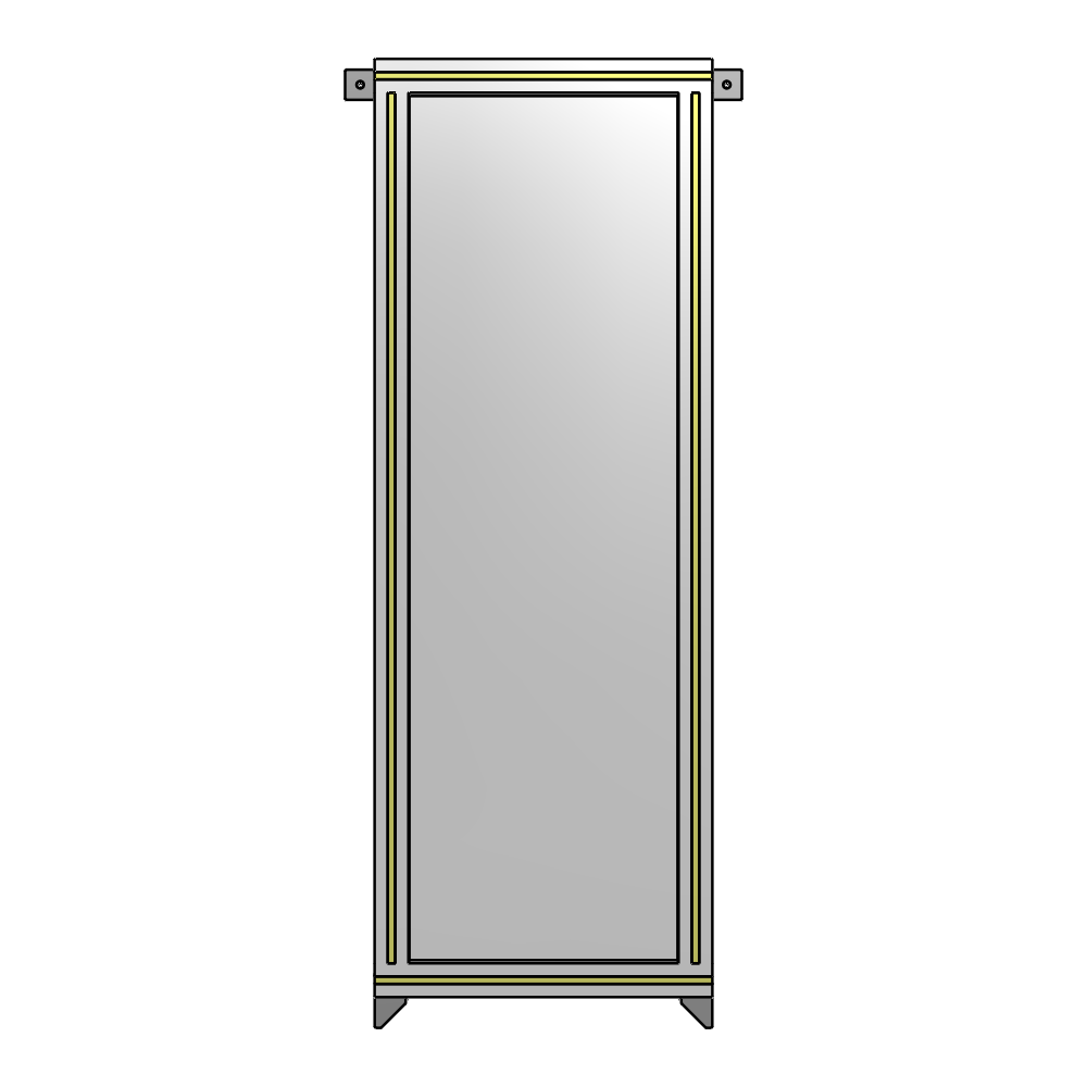 A4-1400-0450-0150-TYPZA SINGLE PANEL-NO LEGS WITH TIE PLATES AND ANGLE 1400MM X 450MM  1/4" POLYCARBONATE, ASSEMBLED
