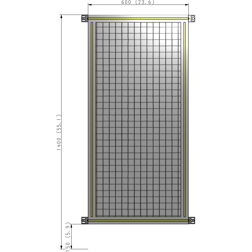 A4-1400-0600-0150-HYMZA SINGLE PANEL-NO LEGS WITH HINGES 1400MM X 600MM  1" MESH, FULLY ASSEMBLED