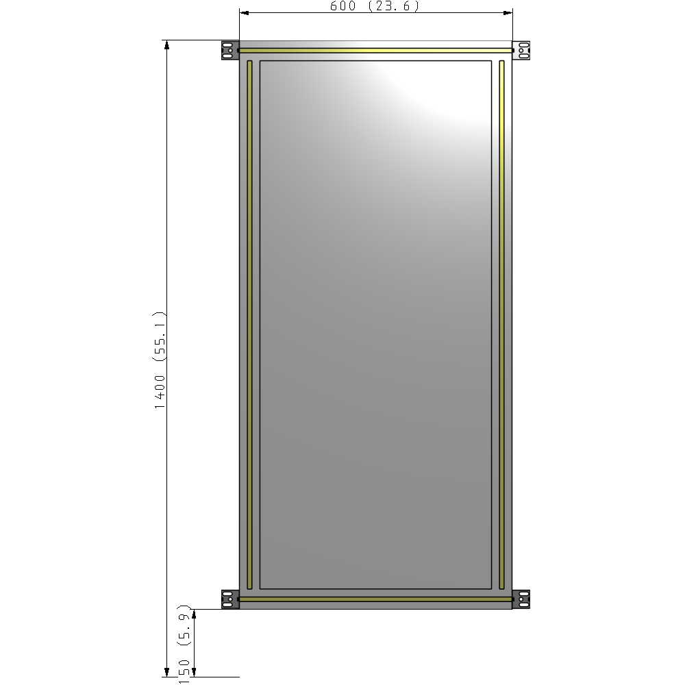 A4-1400-0600-0150-HYPZA SINGLE PANEL-NO LEGS WITH HINGES 1400MM X 600MM  1/4" POLYCARBONATE, ASSEMBLED