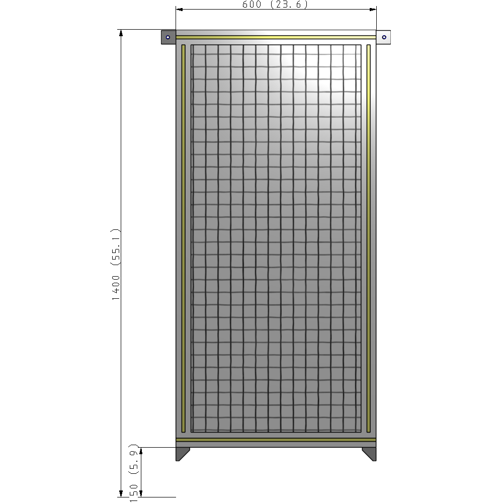 A4-1400-0600-0150-TYMZK SINGLE PANEL-NO LEGS WITH TIE PLATES AND ANGLE 1400MM X 600MM  1" MESH, AS A KIT