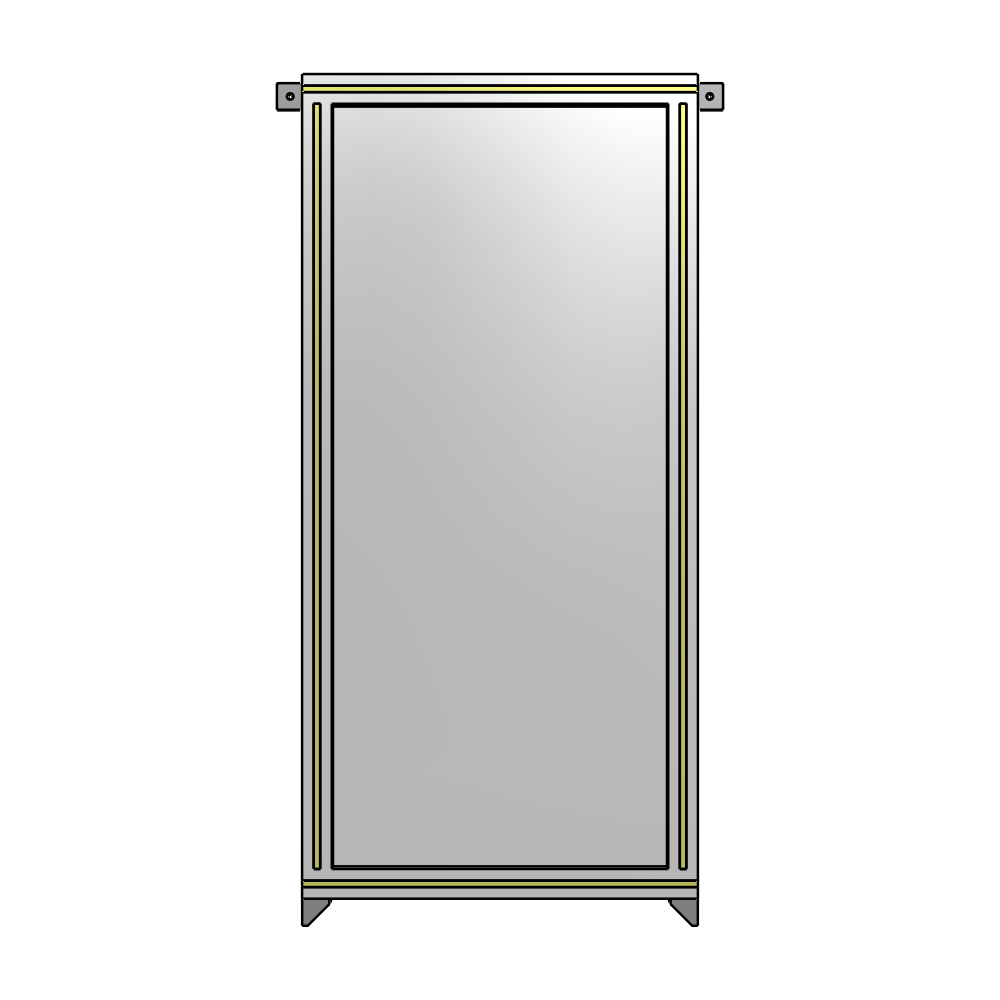 A4-1400-0600-0150-TYPZA SINGLE PANEL-NO LEGS WITH TIE PLATES AND ANGLE 1400MM X 600MM  1/4" POLYCARBONATE, ASSEMBLED