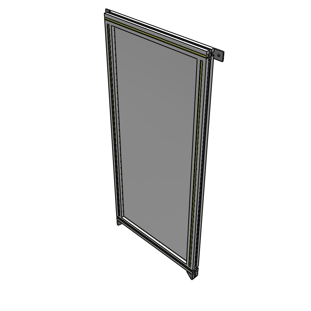 A4-1400-0600-0150-TYPZA SINGLE PANEL-NO LEGS WITH TIE PLATES AND ANGLE 1400MM X 600MM  1/4" POLYCARBONATE, ASSEMBLED