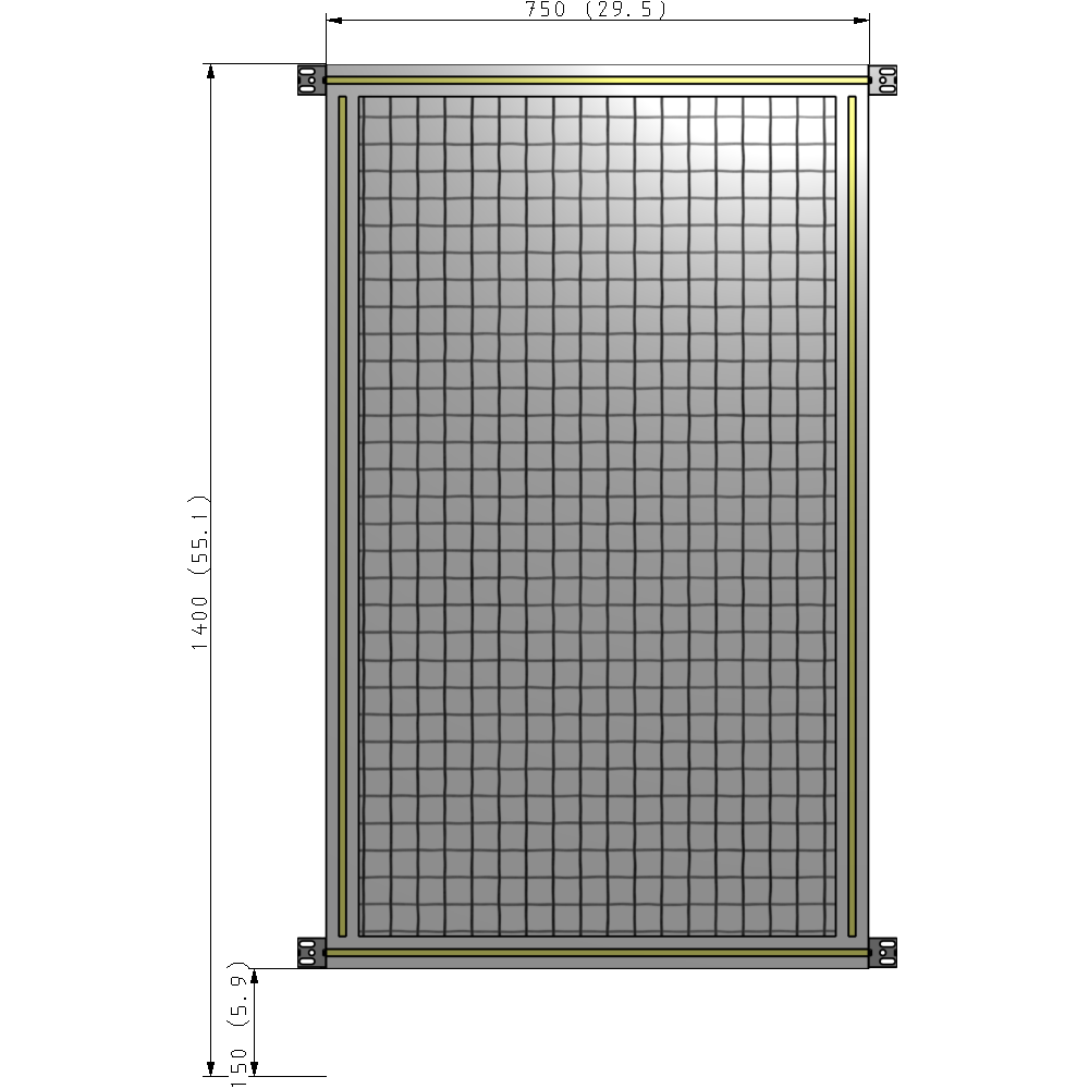 A4-1400-0750-0150-HYMZK SINGLE PANEL-NO LEGS WITH HINGES 1400MM X 750MM  1" MESH, AS A KIT