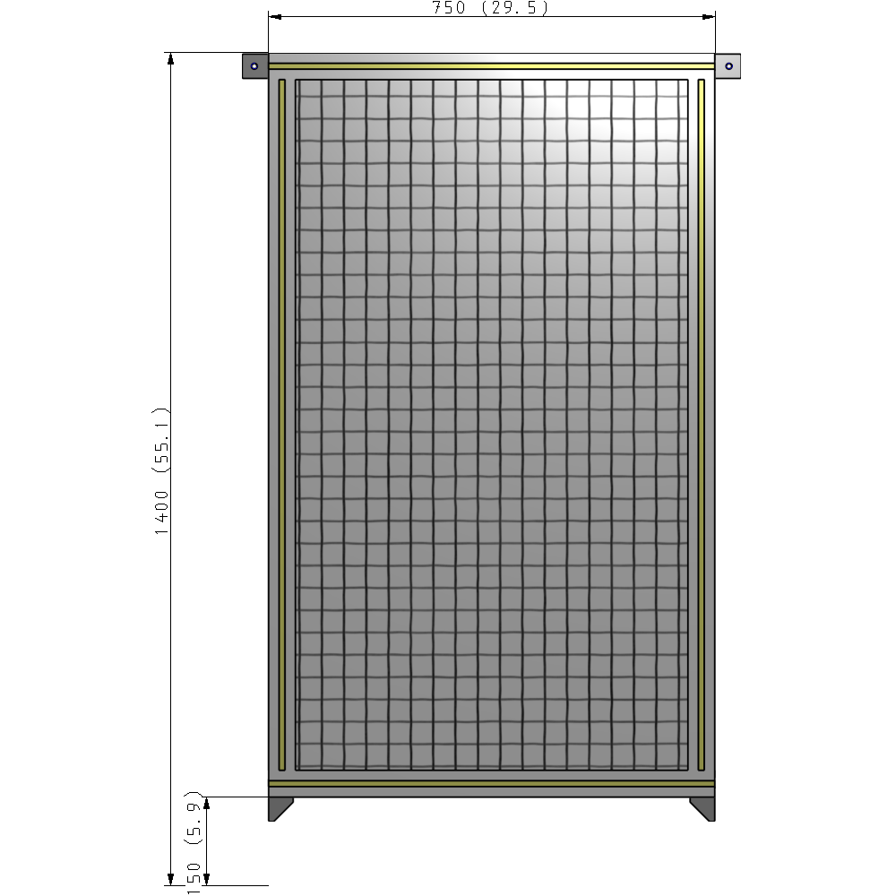 A4-1400-0750-0150-TYMZK SINGLE PANEL-NO LEGS WITH TIE PLATES AND ANGLE 1400MM X 750MM  1" MESH, AS A KIT
