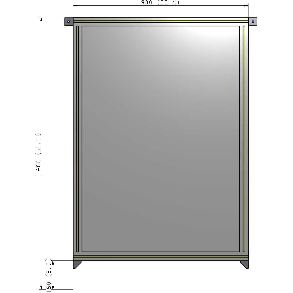 A4-1400-0900-0150-TYPZA SINGLE PANEL-NO LEGS WITH TIE PLATES AND ANGLE 1400MM X 900MM  1/4" POLYCARBONATE, ASSEMBLED