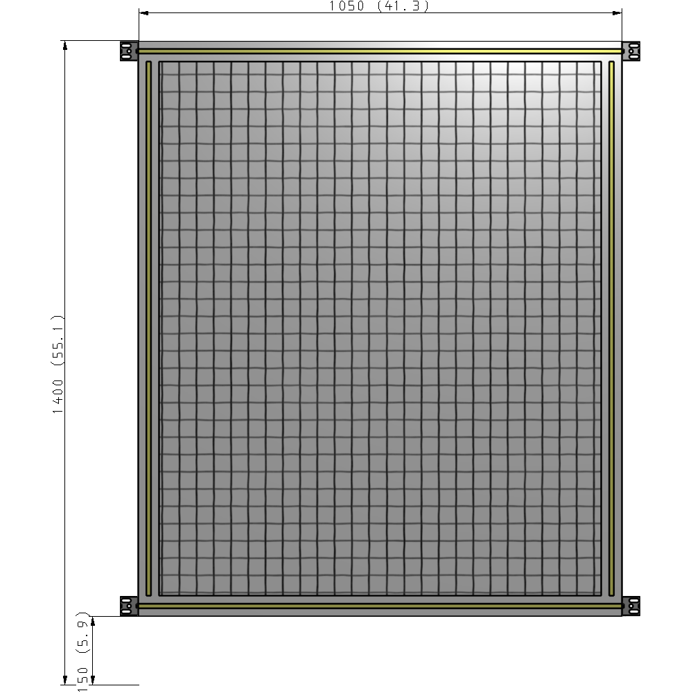 A4-1400-1050-0150-HYMZA SINGLE PANEL-NO LEGS WITH HINGES 1400MM X 1050MM  1" MESH, FULLY ASSEMBLED