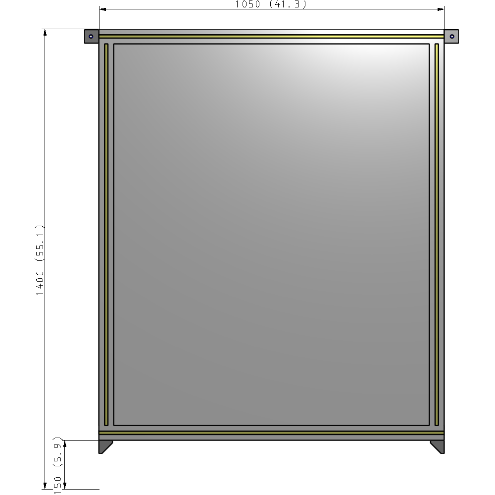 A4-1400-1050-0150-TYPZA SINGLE PANEL-NO LEGS WITH TIE PLATES AND ANGLE 1400MM X 1050MM  1/4" POLYCARBONATE, ASSEMBLED