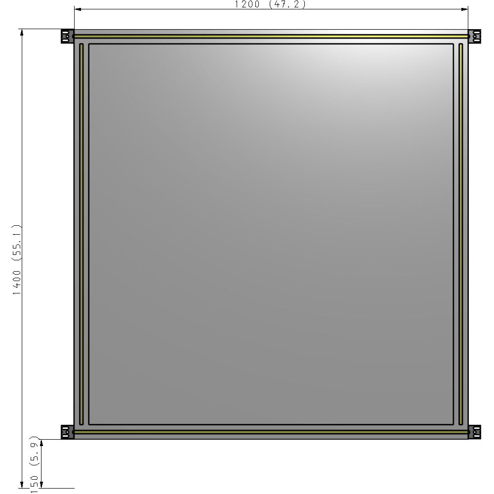 A4-1400-1200-0150-HYPZK SINGLE PANEL-NO LEGS WITH HINGES 1400MM X 1200MM  1/4" POLYCARBONATE, AS A KIT
