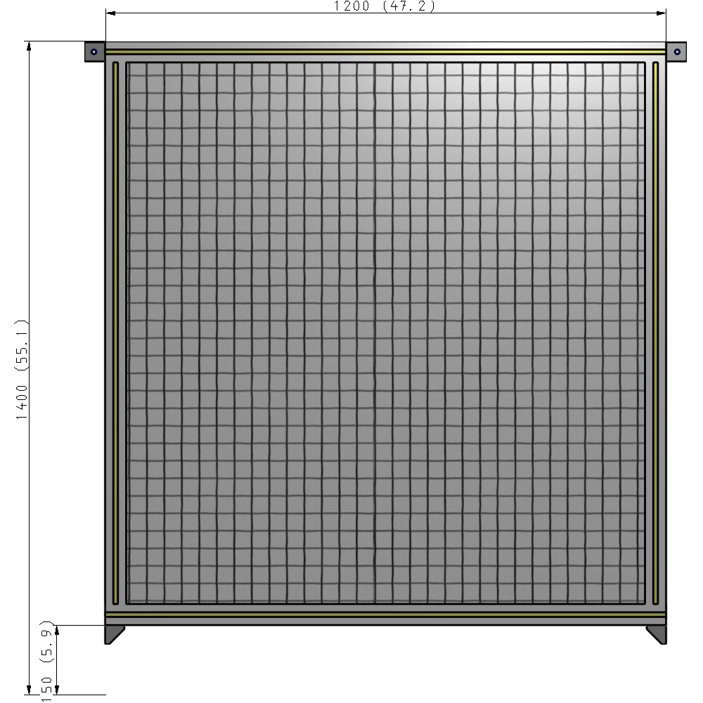 A4-1400-1200-0150-TYMZK SINGLE PANEL-NO LEGS WITH TIE PLATES AND ANGLE 1400MM X 1200MM  1" MESH, AS A KIT