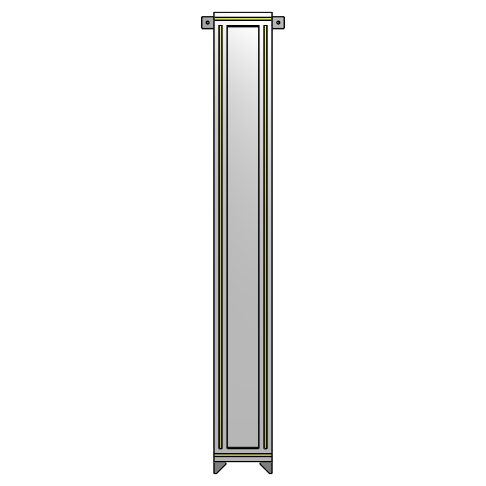 A4-1700-0200-0150-TYPZA SINGLE PANEL-NO LEGS WITH TIE PLATES AND ANGLE 1700MM X 200MM  1/4" POLYCARBONATE, ASSEMBLED