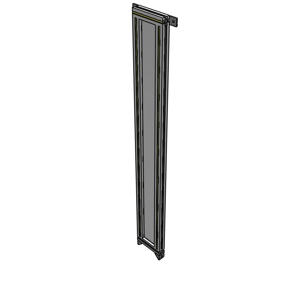 A4-1700-0200-0150-TYPZA SINGLE PANEL-NO LEGS WITH TIE PLATES AND ANGLE 1700MM X 200MM  1/4" POLYCARBONATE, ASSEMBLED