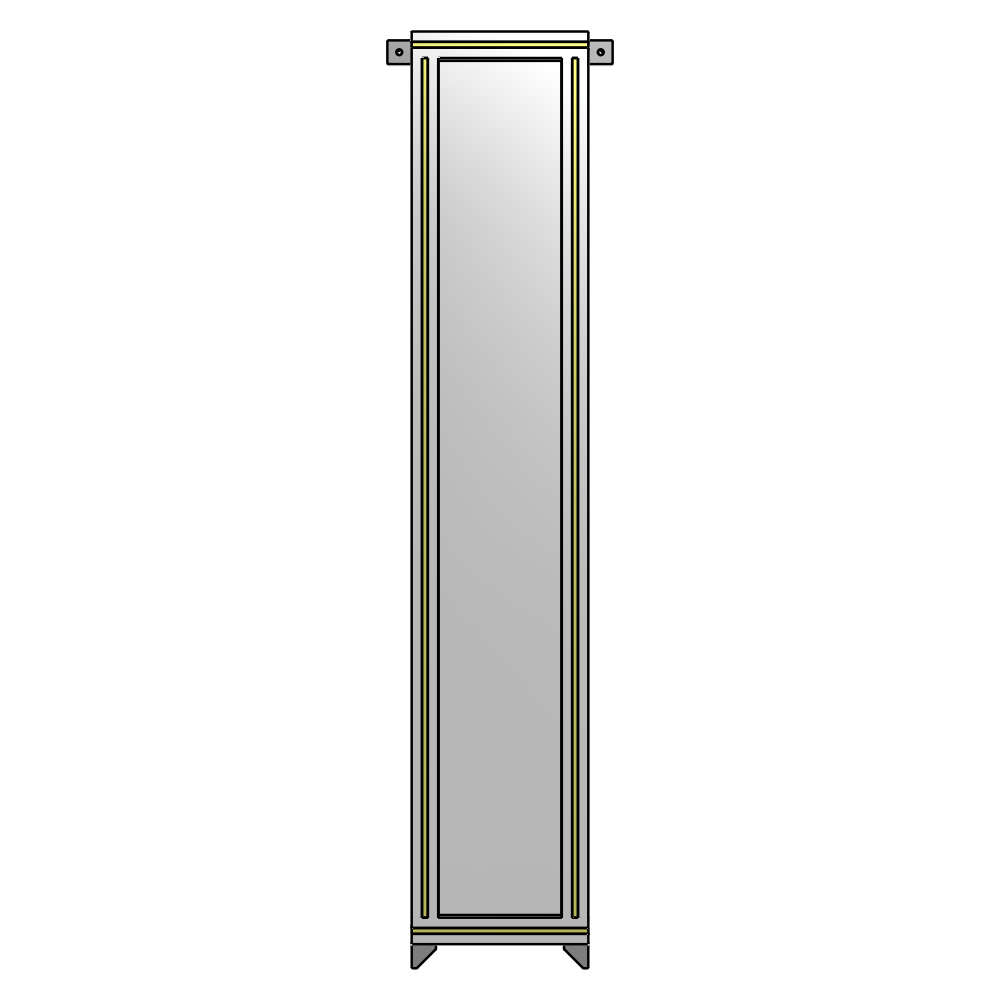 A4-1700-0300-0150-TYPZA SINGLE PANEL-NO LEGS WITH TIE PLATES AND ANGLE 1700MM X 300MM  1/4" POLYCARBONATE, ASSEMBLED