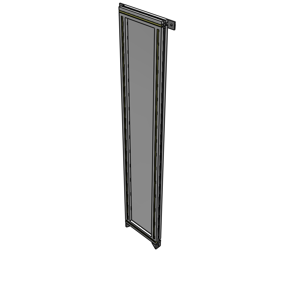 A4-1700-0300-0150-TYPZA SINGLE PANEL-NO LEGS WITH TIE PLATES AND ANGLE 1700MM X 300MM  1/4" POLYCARBONATE, ASSEMBLED