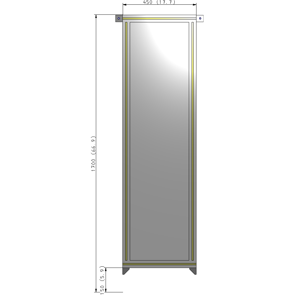 A4-1700-0450-0150-TYPZA SINGLE PANEL-NO LEGS WITH TIE PLATES AND ANGLE 1700MM X 450MM  1/4" POLYCARBONATE, ASSEMBLED