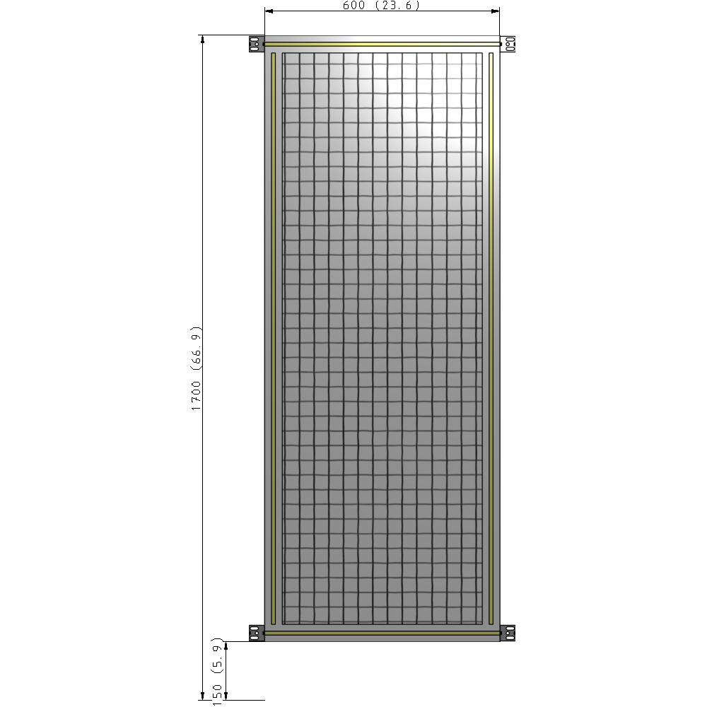 A4-1700-0600-0150-HYMZK SINGLE PANEL-NO LEGS WITH HINGES 1700MM X 600MM 1" MESH, AS A KIT
