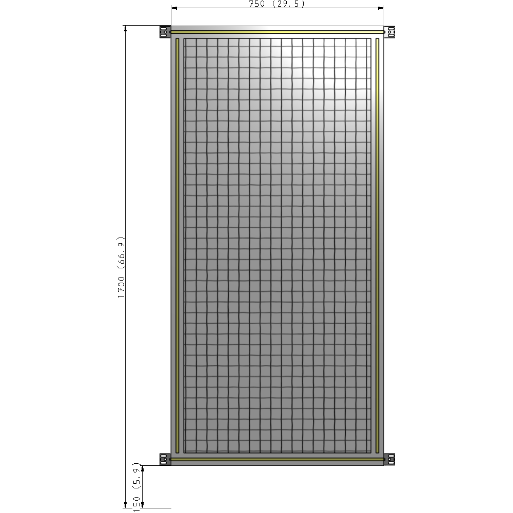 A4-1700-0750-0150-HYMZK SINGLE PANEL-NO LEGS WITH HINGES 1700MM X 750MM 1" MESH, AS A KIT