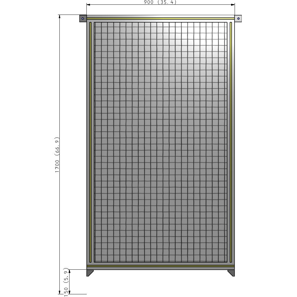 A4-1700-0900-0150-TYMZK SINGLE PANEL-NO LEGS WITH TIE PLATES AND ANGLE 1700MM X 900MM 1" MESH, AS A KIT