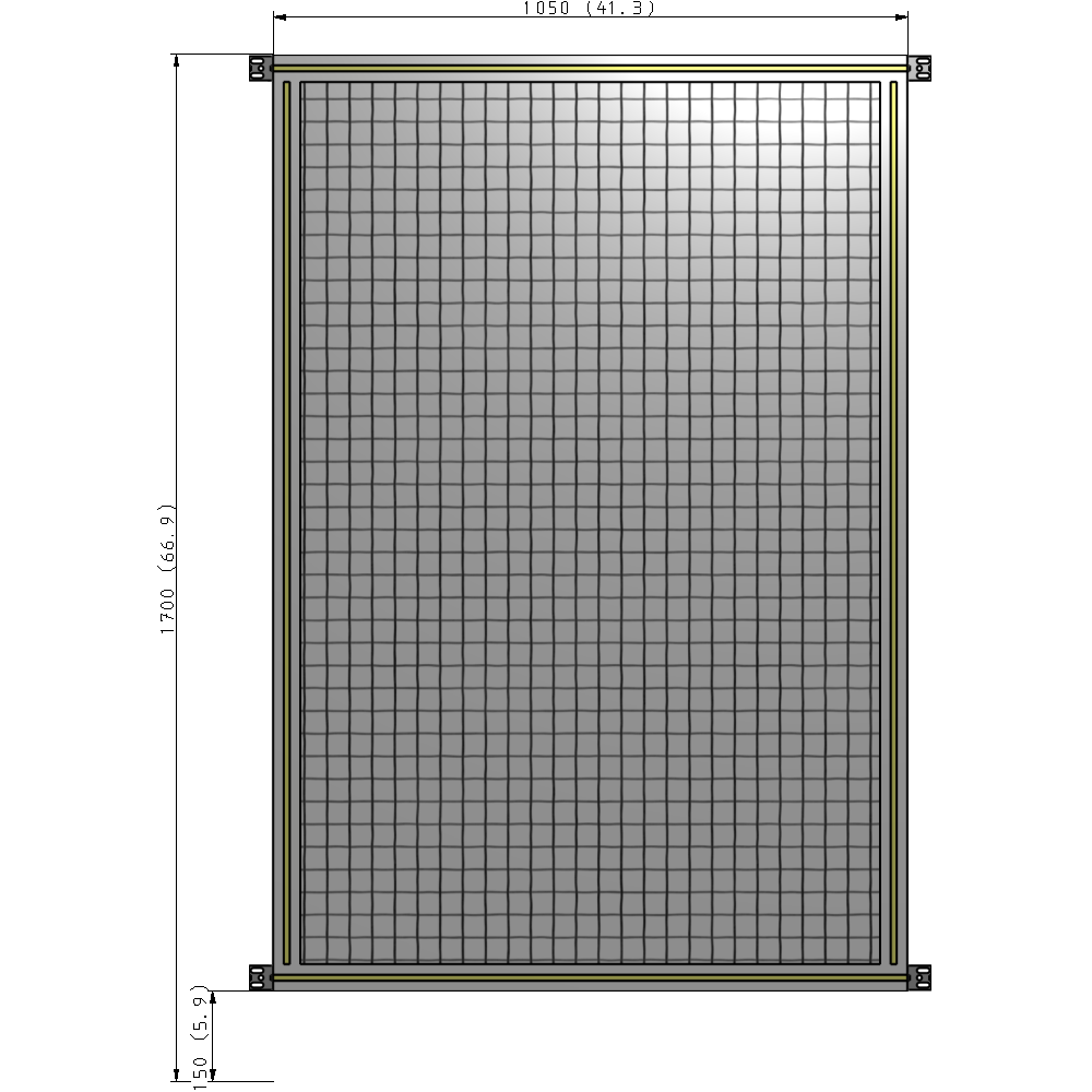 A4-1700-1050-0150-HYMZA SINGLE PANEL-NO LEGS WITH HINGES 1700MM X 1050MM 1" MESH, FULLY ASSEMBLED