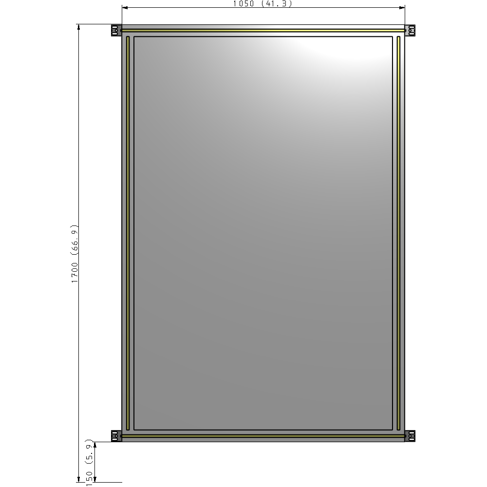 A4-1700-1050-0150-HYPZA SINGLE PANEL-NO LEGS WITH HINGES 1700MM X 1050MM 1/4" POLYCARBONATE, FULLY ASSEMBLED