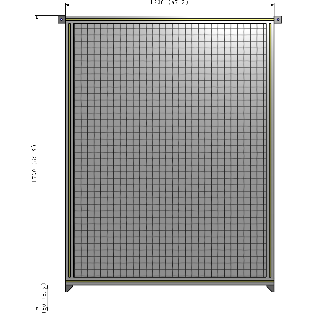 A4-1700-1200-0150-TYMZK SINGLE PANEL-NO LEGS WITH TIE PLATES AND ANGLE 1700MM X 1200MM 1" MESH, AS A KIT