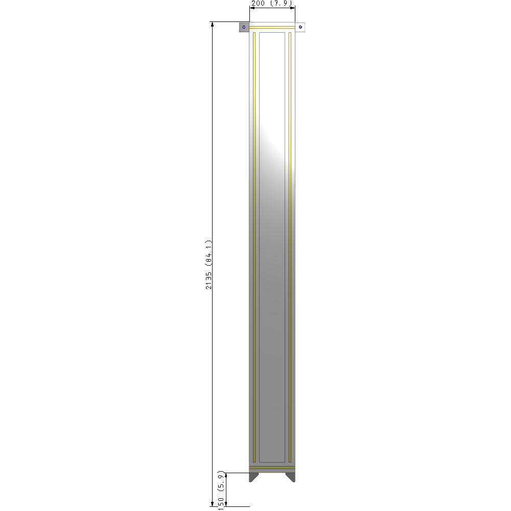 A4-2135-0200-0150-TYPZK SINGLE PANEL-NO LEGS WITH TIE PLATES AND ANGLE 2135MM X 200MM  1/4" POLYCARBONATE, AS A KIT
