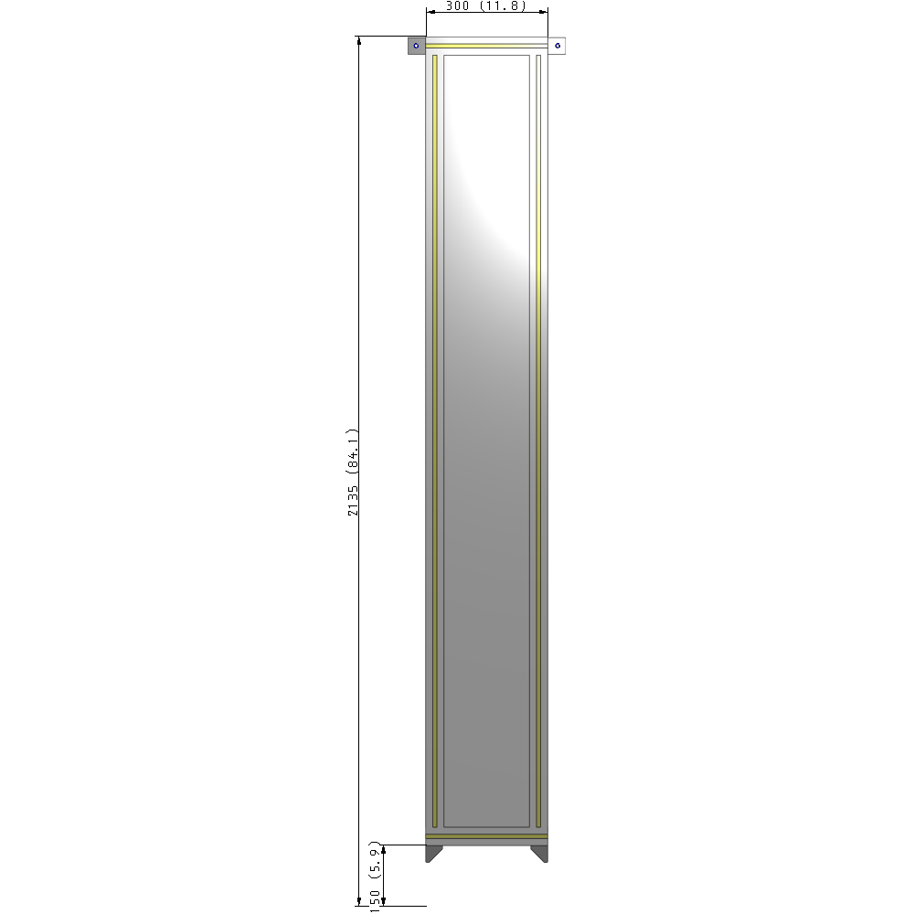 A4-2135-0300-0150-TYPZK SINGLE PANEL-NO LEGS WITH TIE PLATES AND ANGLE 2135MM X 300MM  1/4" POLYCARBONATE, AS A KIT