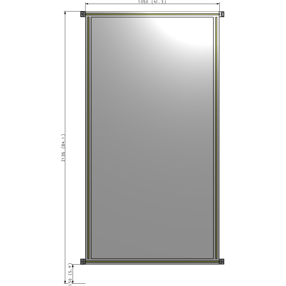A4-2135-1050-0150-HYPZK SINGLE PANEL-NO LEGS WITH HINGES 2135MM X 1050MM  1/4" POLYCARBONATE, AS A KIT