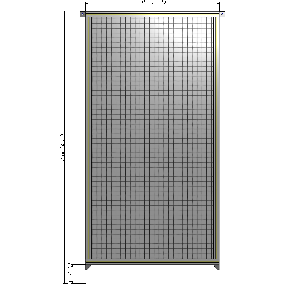 A4-2135-1050-0150-TYMZA SINGLE PANEL-NO LEGS WITH TIE PLATES AND ANGLE 2135MM X 1050MM  1" MESH, FULLY ASSEMBLED