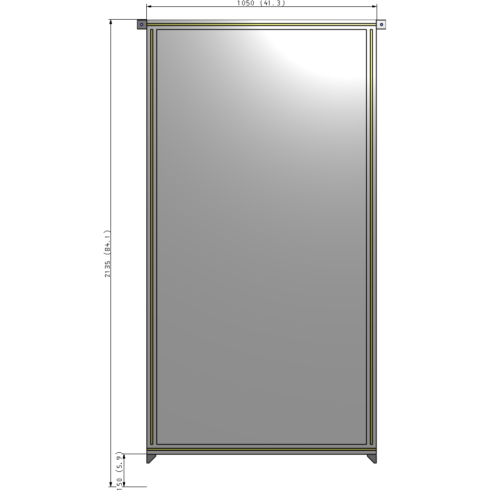A4-2135-1050-0150-TYPZK SINGLE PANEL-NO LEGS WITH TIE PLATES AND ANGLE 2135MM X 1050MM  1/4" POLYCARBONATE, AS A KIT