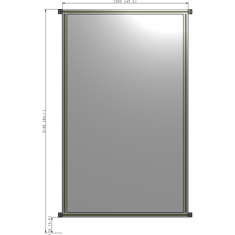 A4-2135-1200-0150-HYPZA SINGLE PANEL-NO LEGS WITH HINGES 2135MM X 1200MM  1/4" POLYCARBONATE, FULLY ASSEMBLED