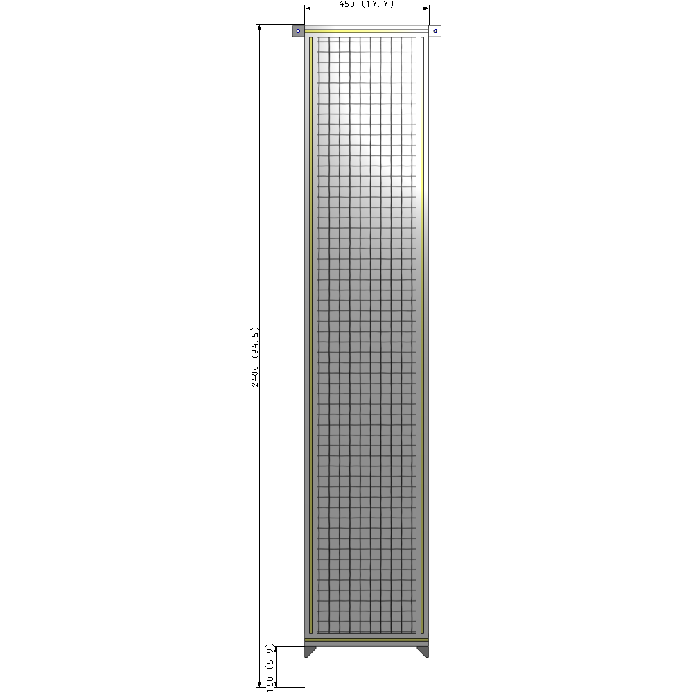A4-2400-0450-0150-TYMZK SINGLE PANEL-NO LEGS WITH TIE PLATES AND ANGLE 2400MM X 450MM  1" MESH, AS A KIT